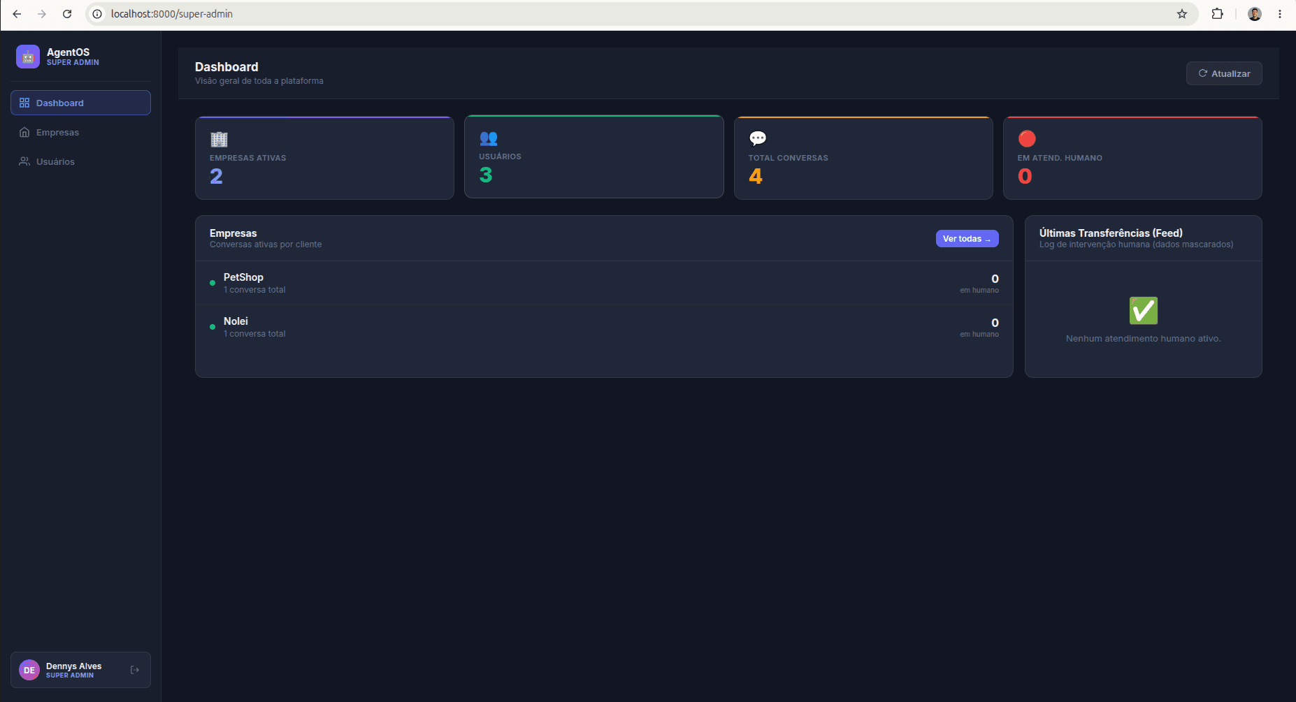 Screenshot de AgentOS